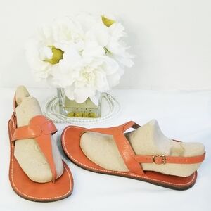 Burnt Orange Color Strappy Leather Sandals
